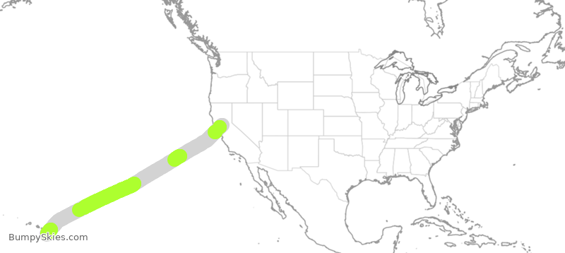 Turbulence forecast map for ASA968, SMF to KOA