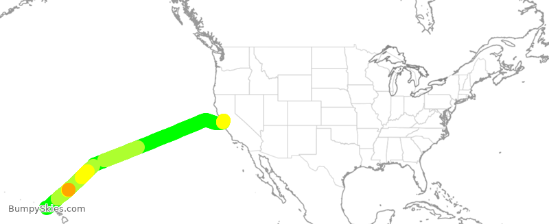 Turbulence forecast map for ASA968, LIH to OAK