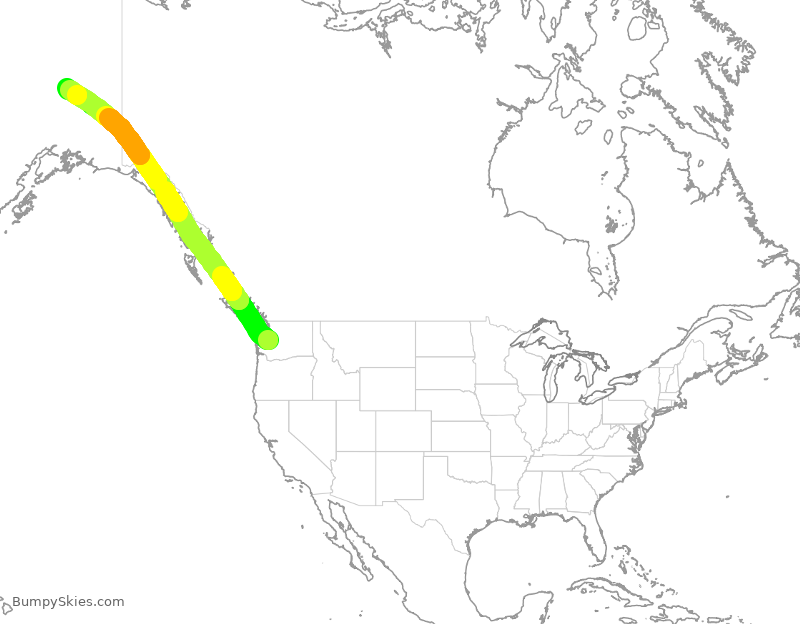 Turbulence forecast map for ASA96, SEA to FAI
