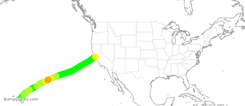 Turbulence forecast map for ASA978, OGG to SFO