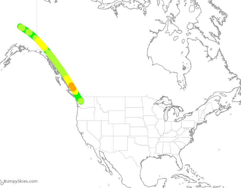 Turbulence forecast map for ASA97, FAI to SEA
