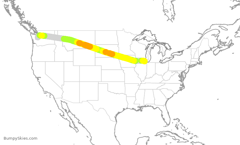 Turbulence forecast map for ASA9809, ORD to SEA