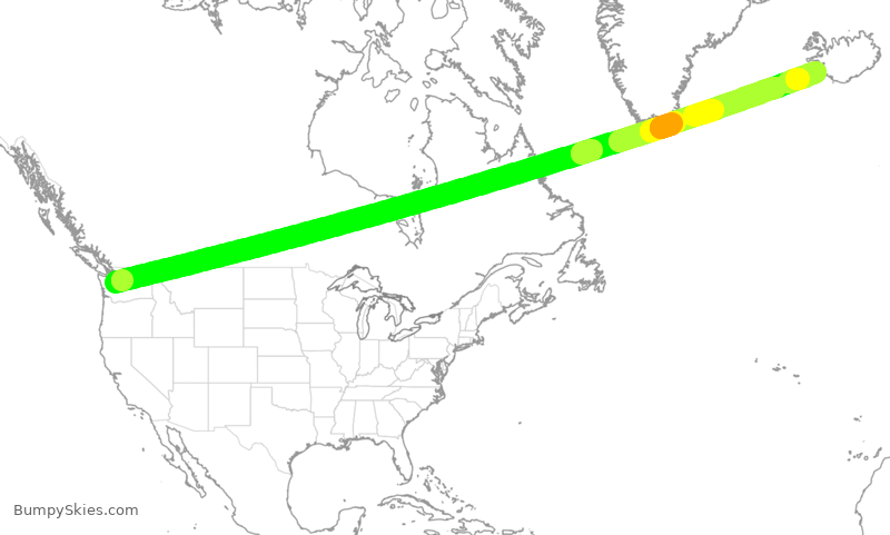 Turbulence forecast map for ASA9820, SEA to IKF