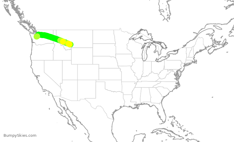 Turbulence forecast map for ASA9822, BZN to SEA