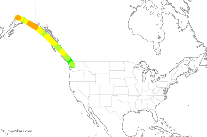 Turbulence forecast map for ASA9827, ANC to SEA