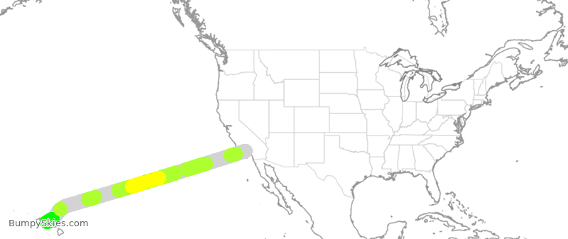 Turbulence forecast map for ASA9925, LAX to HNL