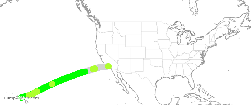 Turbulence forecast map for ASA9933, LAX to HNL