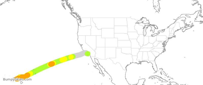Turbulence forecast map for ASA9961, LAX to HNL