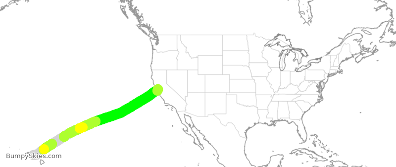 Turbulence forecast map for ASA9965, HNL to OAK