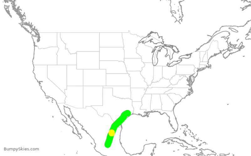 Turbulence forecast map for ASH3225, BJX to IAH