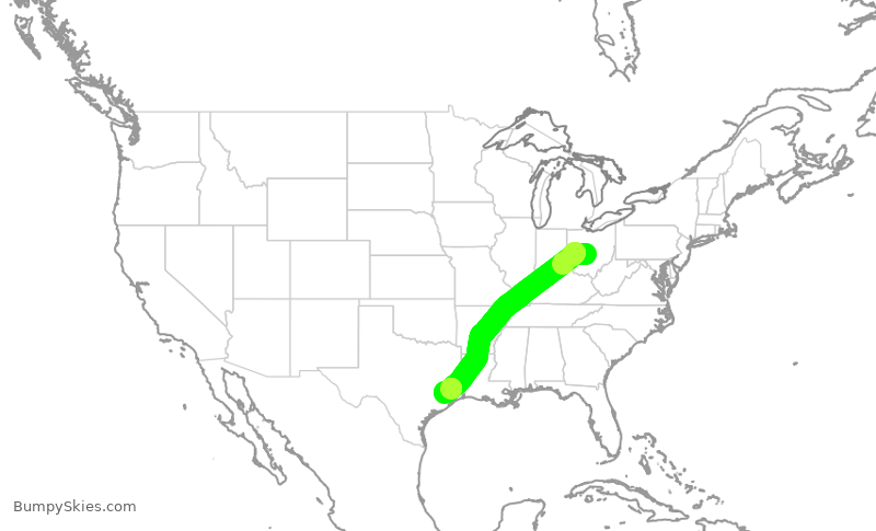 Turbulence forecast map for ASH3236, CMH to IAH