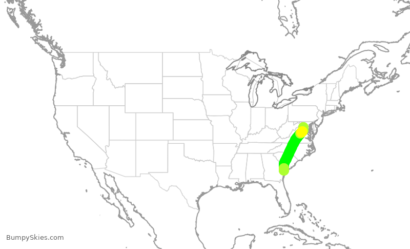 Turbulence forecast map for ASH3981, IAD to SAV