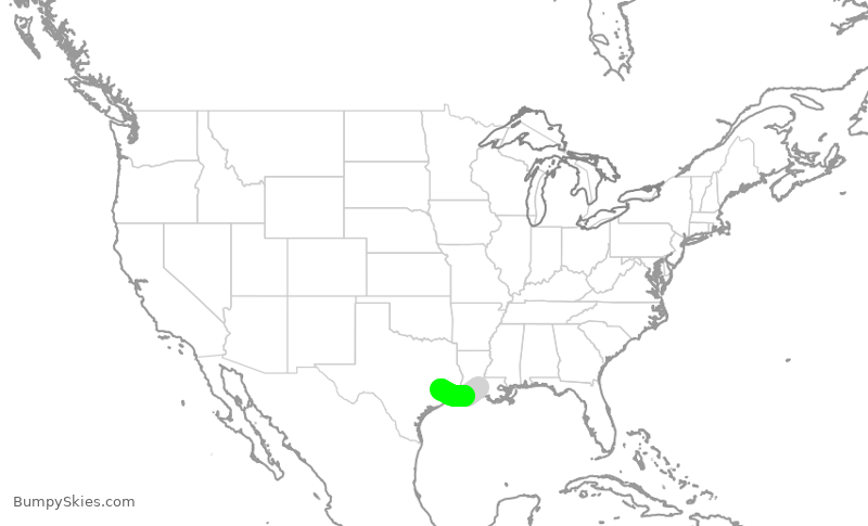 Turbulence forecast map for ASH4000, LFT to IAH