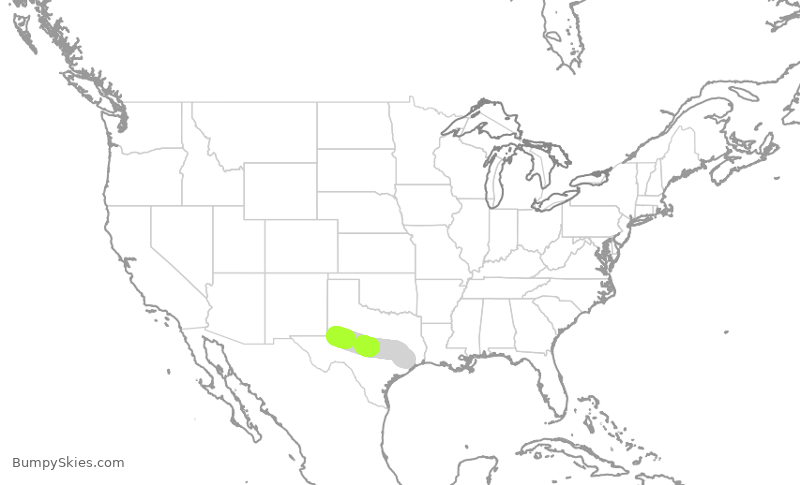 Turbulence forecast map for ASH4001, MAF to IAH