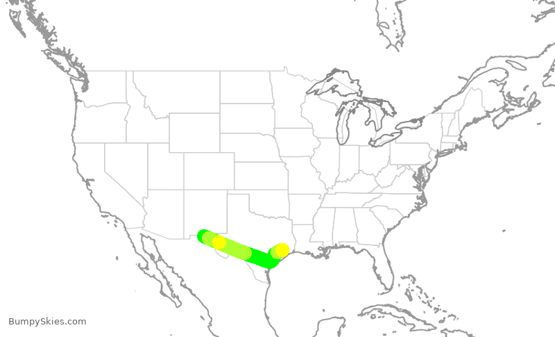 Turbulence forecast map for ASH4002, ELP to IAH