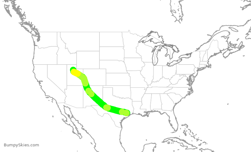 Turbulence forecast map for ASH4006, IAH to SLC