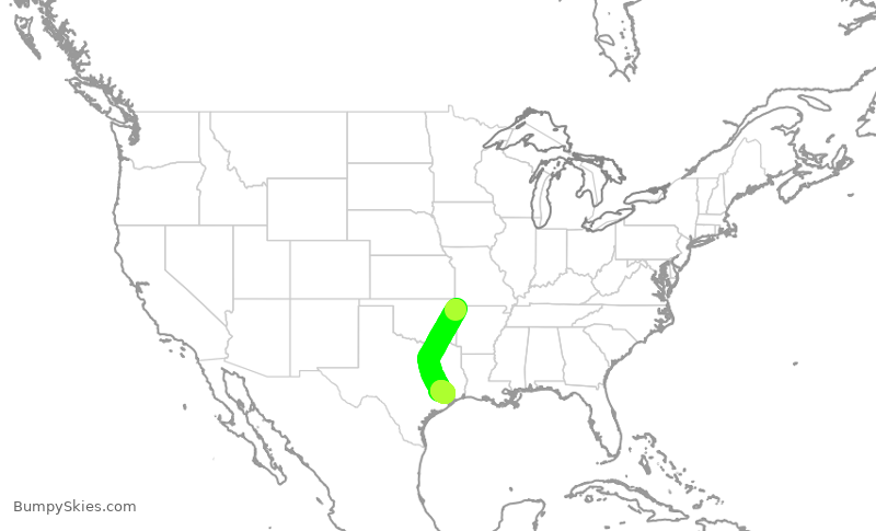 Turbulence forecast map for ASH4007, XNA to IAH