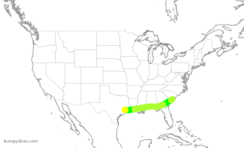 Turbulence forecast map for ASH4016, IAH to CHS
