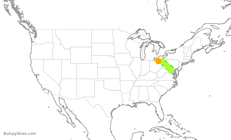 Turbulence forecast map for ASH4028, IAD to CLE