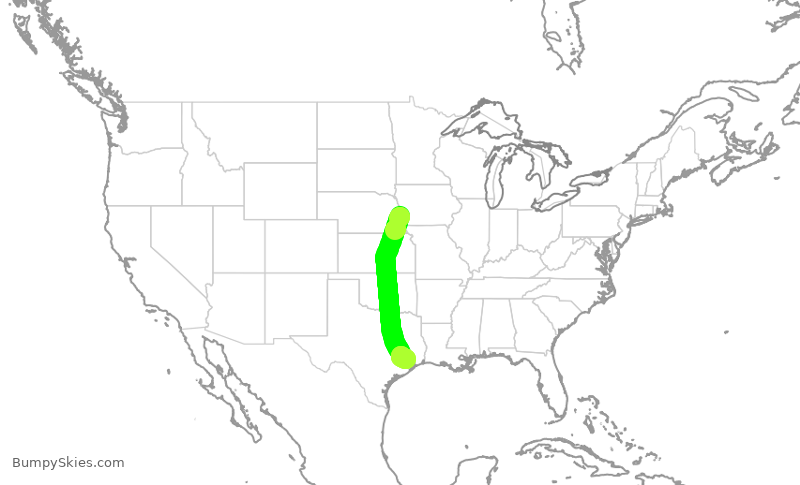 Turbulence forecast map for ASH4031, OMA to IAH