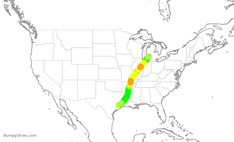 Turbulence forecast map for ASH4036, GRR to IAH