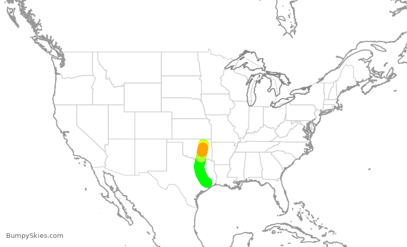 Turbulence forecast map for ASH4041, TUL to IAH