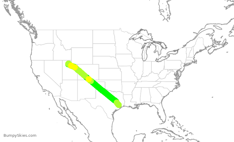 Turbulence forecast map for ASH4069, SLC to IAH