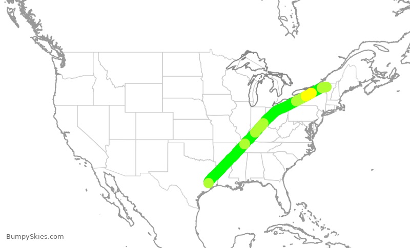 Turbulence forecast map for ASH4071, IAH to BTV