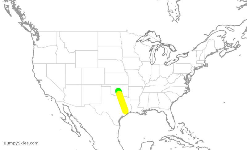 Turbulence forecast map for ASH4073, OKC to IAH