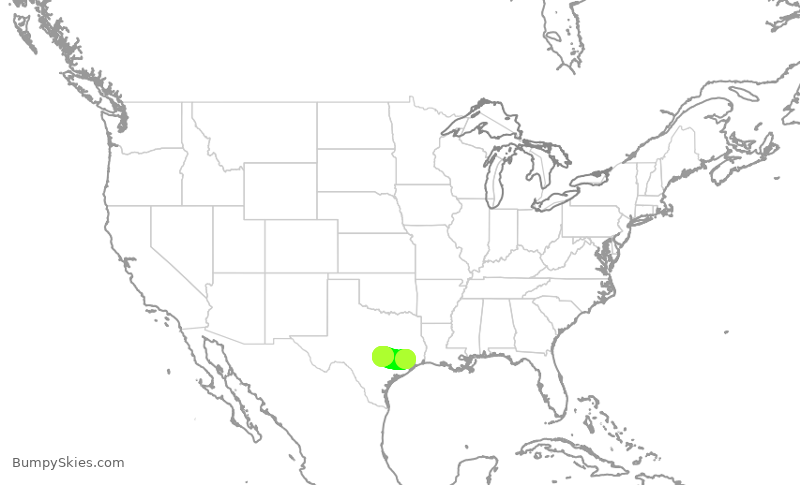 Turbulence forecast map for ASH6118, IAH to AUS