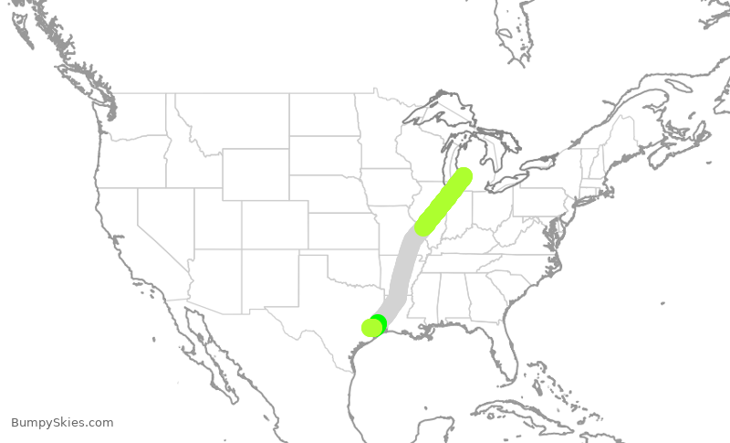 Turbulence forecast map for ASH6121, GRR to IAH