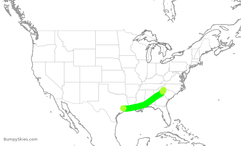 Turbulence forecast map for ASH6139, IAH to GSP