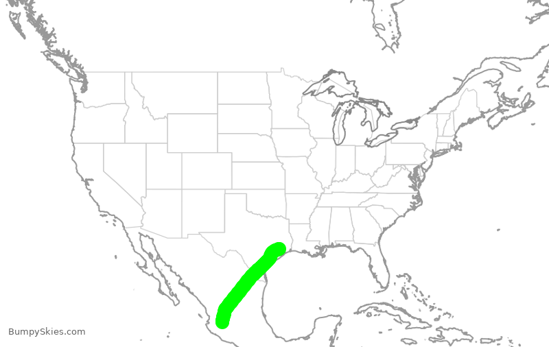 Turbulence forecast map for ASH6141, MGL to IAH