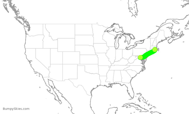 Turbulence forecast map for ASH6142, IAD to PVD