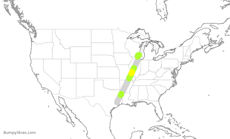 Turbulence forecast map for ASH6149, IAH to MKE