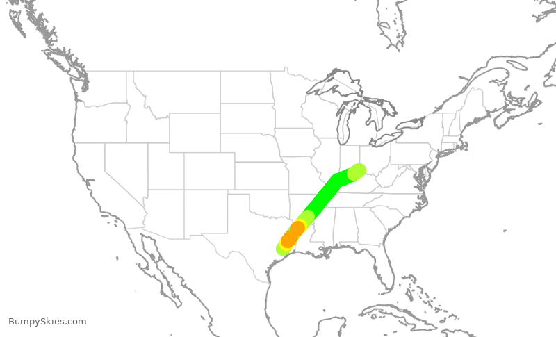 Turbulence forecast map for ASH6150, IAH to CVG