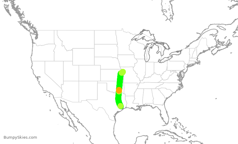 Turbulence forecast map for ASH6152, IAH to MCI