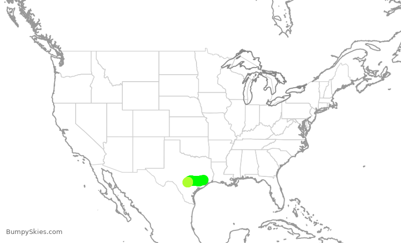 Turbulence forecast map for ASH6161, IAH to SAT