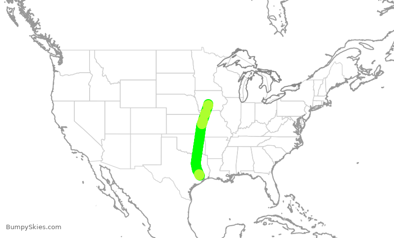 Turbulence forecast map for ASH6166, IAH to DSM