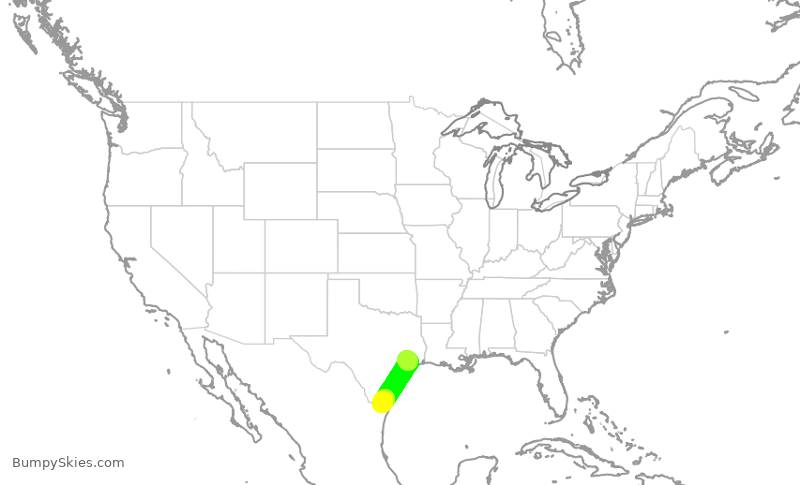Turbulence forecast map for ASH6168, IAH to HRL