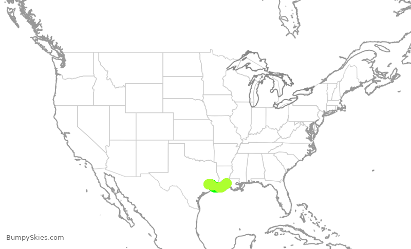 Turbulence forecast map for ASH6169, LFT to IAH