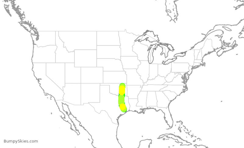 Turbulence forecast map for ASH6171, IAH to TUL