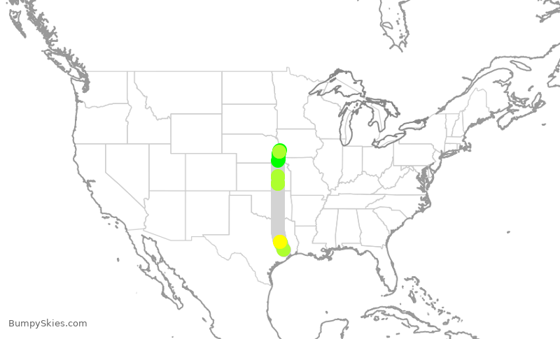 Turbulence forecast map for ASH6179, IAH to OMA