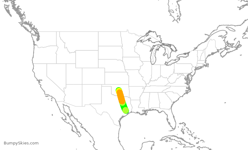 Turbulence forecast map for ASH6180, IAH to OKC