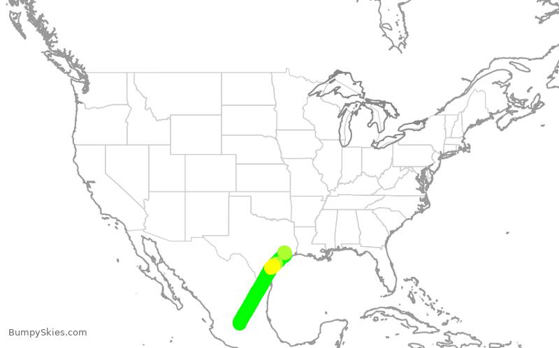 Turbulence forecast map for ASH6181, IAH to BJX