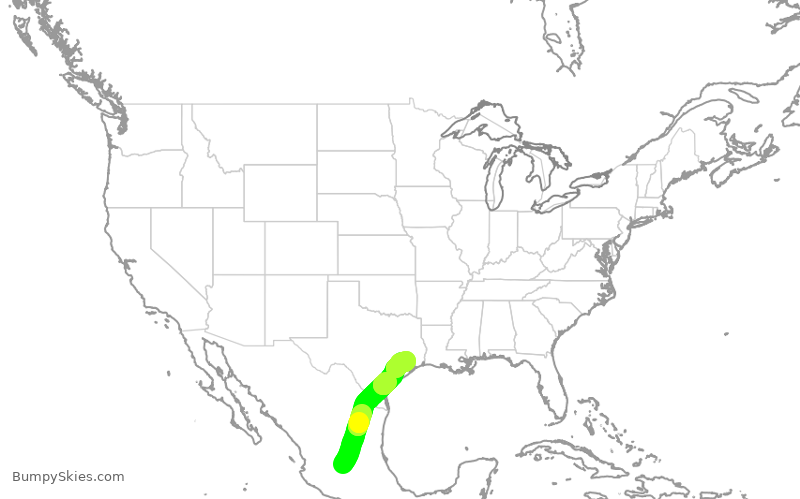 Turbulence forecast map for ASH6182, BJX to IAH