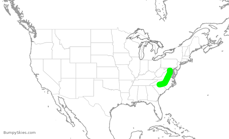 Turbulence forecast map for ASH6183, CLT to IAD