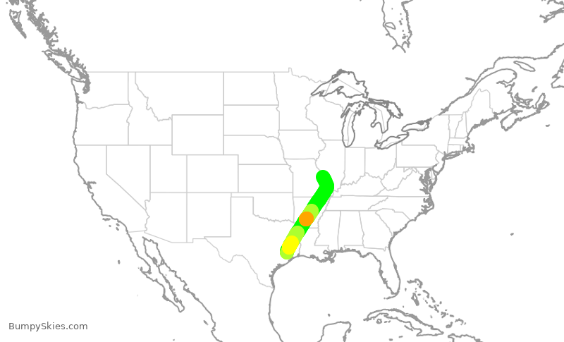 Turbulence forecast map for ASH6187, IAH to STL