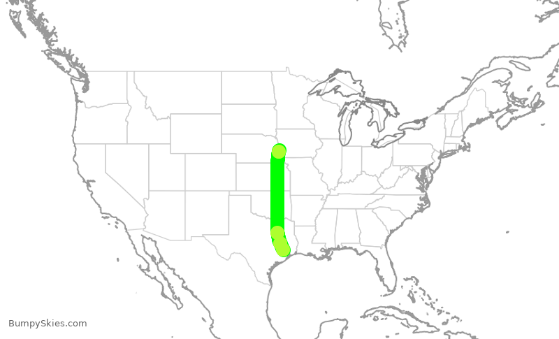 Turbulence forecast map for ASH6188, IAH to OMA