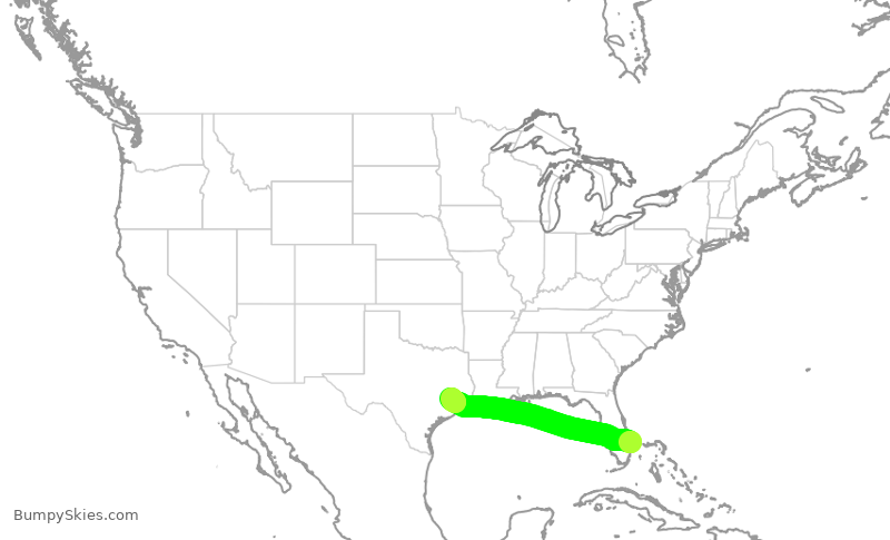 Turbulence forecast map for ASH6191, DJT to IAH